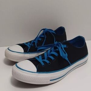 CONVERSE All Star Low Ox Black Blue White Canvas Shoes Men 6 Woman's 8 Sneakers